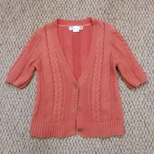 Old Navy Maternity Womens Coral Cardigan Sweater Size M Short Sleeve Button Up